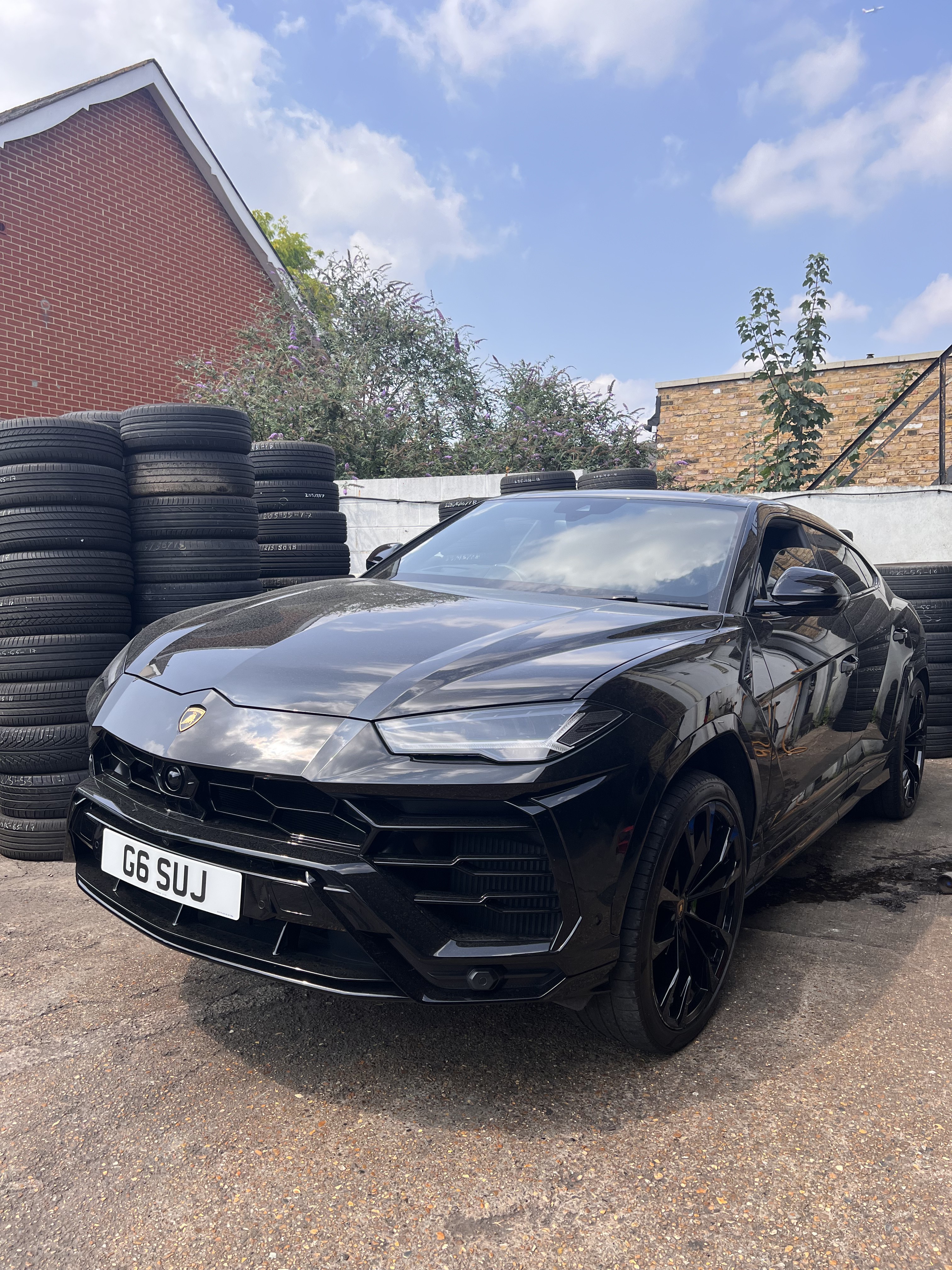 Luxury car at Brentford Tyres workshop