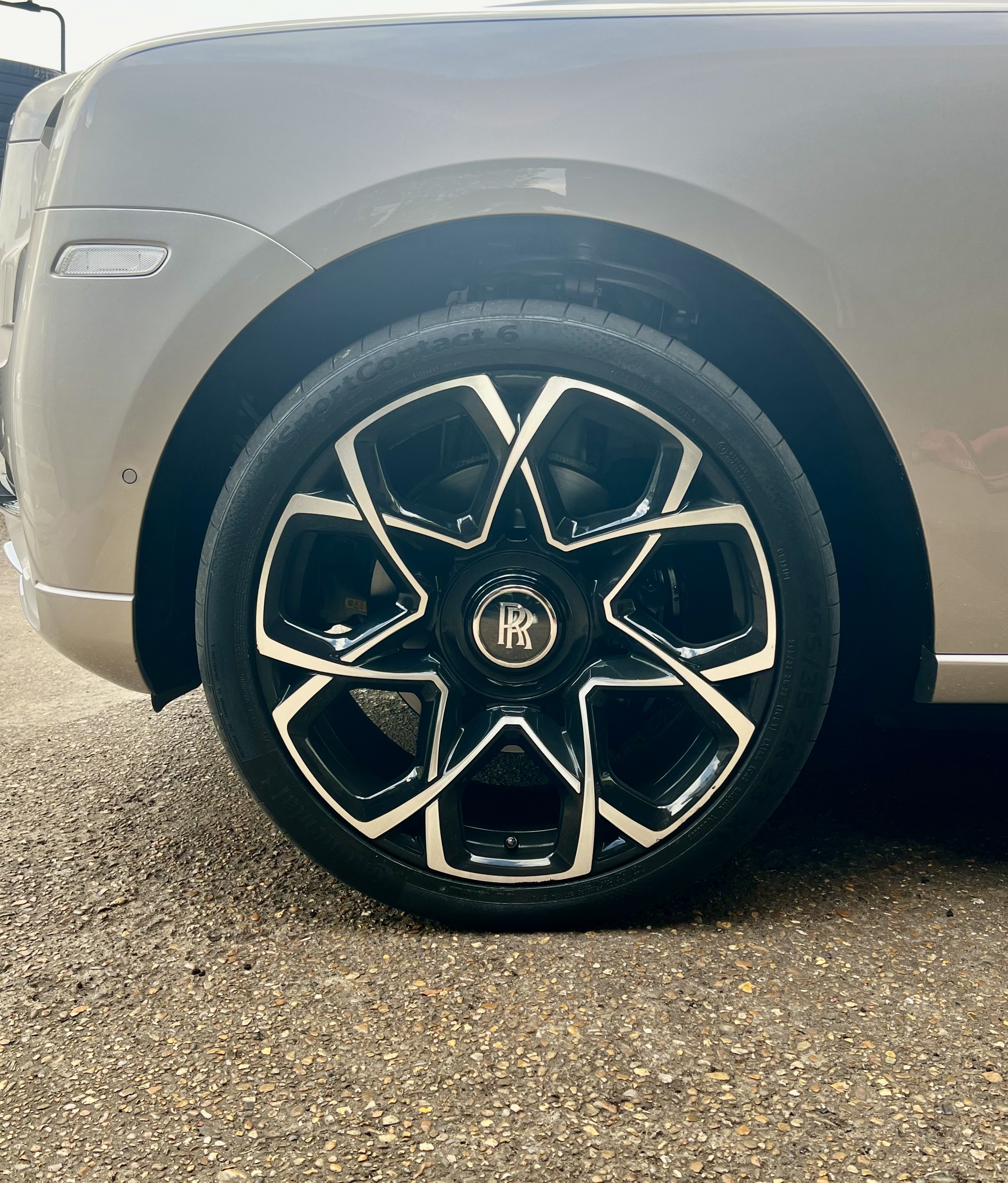 Finished alloy wheel on prestige vehicle